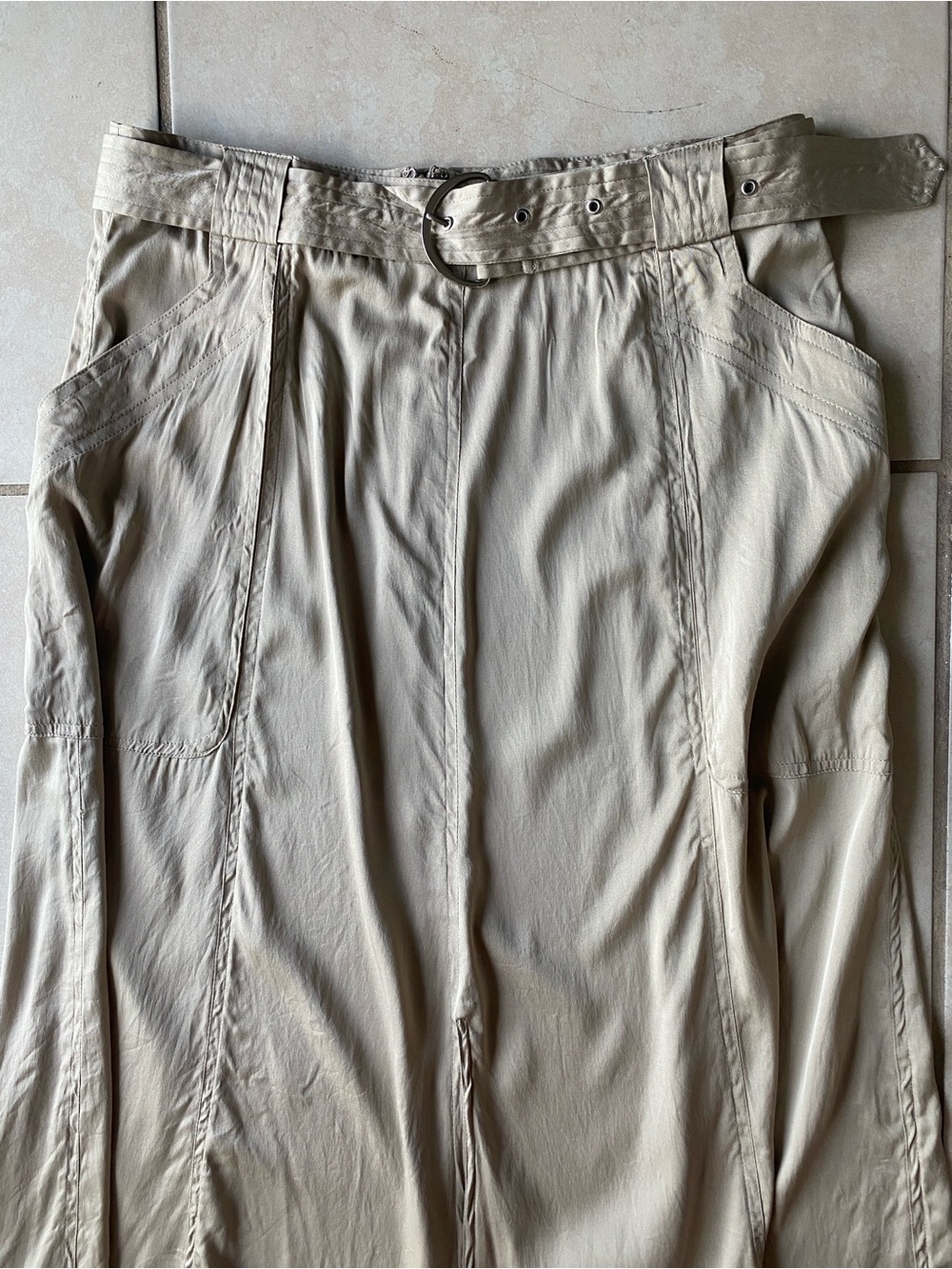 Vintage Fall Y2K Silk Utility Maxi Skirt